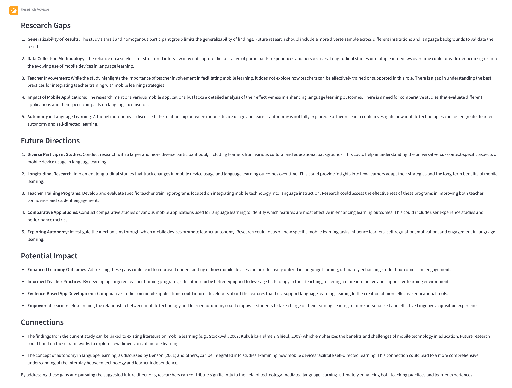 Research Advisor agent output showing research gaps and suggested future directions