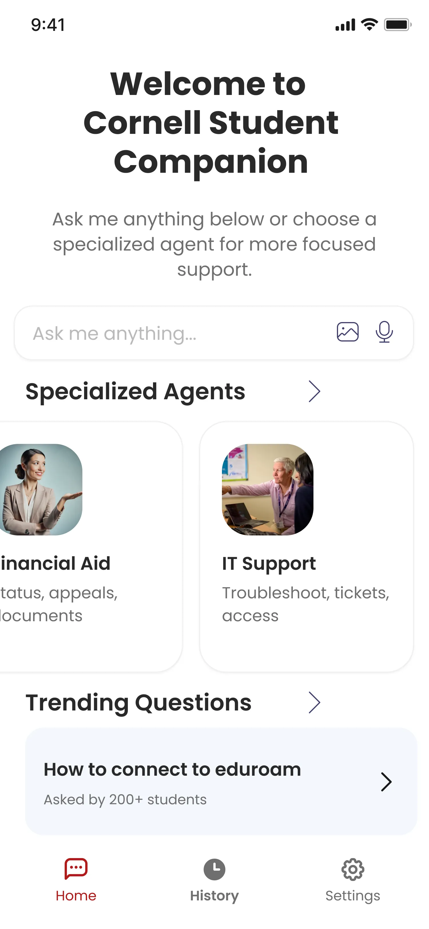 IT Support Mobile Home Screen